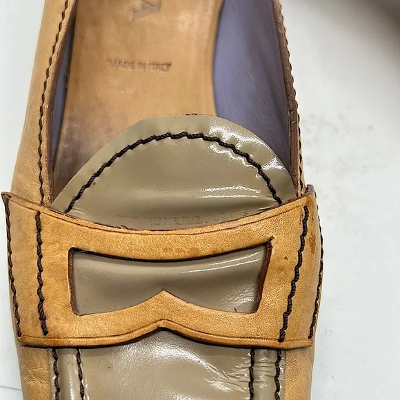 Prada Authenticated Vintage Tan Block Heel Loafer Shoes **Sz 39/US Size 9**🌸🌸 - Picture 8 of 13